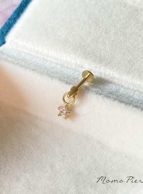沫沫穿刺 流星~F136钛合金耳钉镀金闪锆石恶魔钉迷你养耳洞耳骨钉