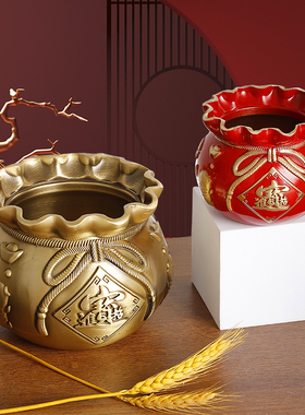 招财黄铜摆件创意客厅聚宝存钱罐