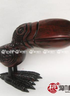 玄关招财动物木家居摆件实用有盖收纳盒手工杂物盒木质桌面装饰品