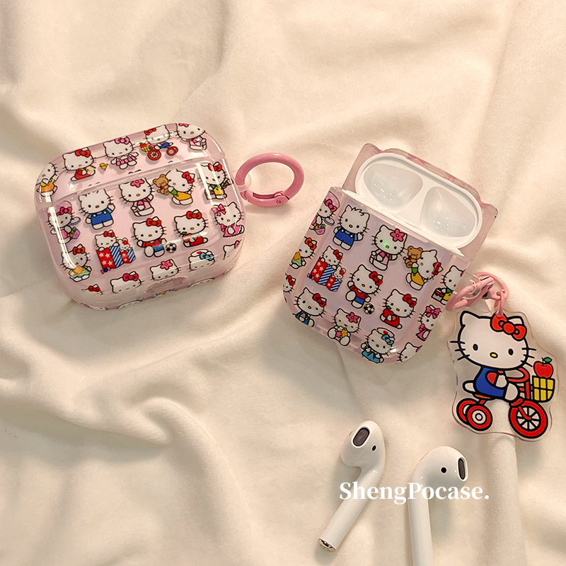 可爱hellokitty网红适用airpods pro2苹果无线蓝牙耳机壳airpods3新款透明airpods1/2代软硅胶防摔三代保护套