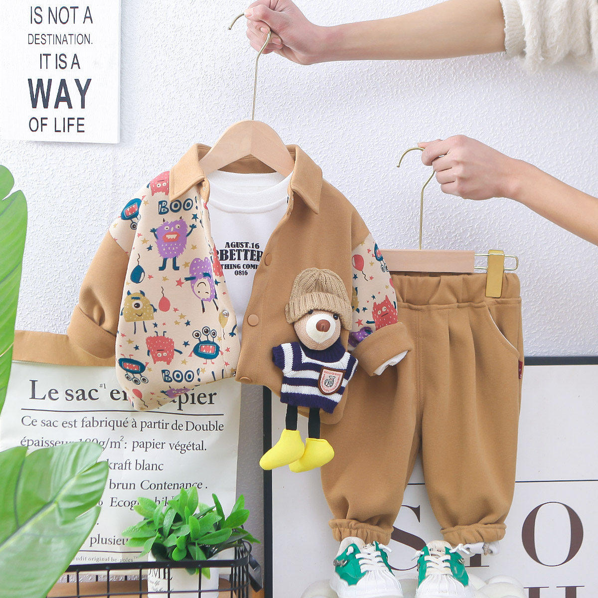 全棉纯棉男童套装春装夹克衬衫2025新款婴儿男宝宝春秋洋气儿童帅,淘宝优惠券,粉丝福利购,淘宝优惠卷