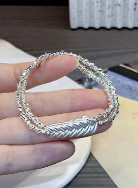 ESEELMI 足银999稻穗碎银子纯银手链轻奢ins小众简约女