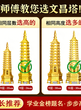普陀山2026文昌塔纯铜13层9十三层九层学生用文昌笔书桌装饰摆件