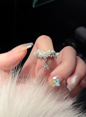 不规则碎银子戒指女2025新款爆款时尚个性食指粗胖手大号闺蜜指环