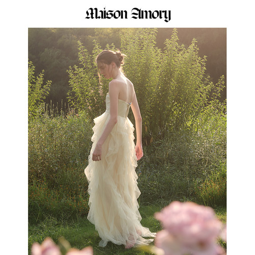 【季末折扣】Maison Amory柠檬黄及踝连衣裙 - 图1