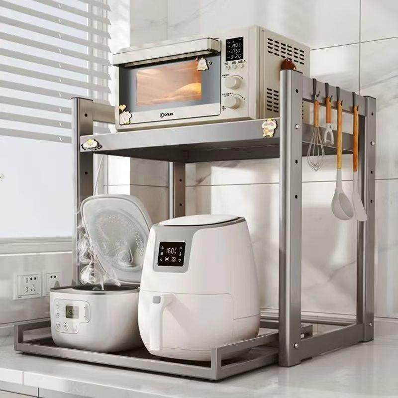 厨房微波炉置物架抽屉式台面双层大容量烤箱抽拉架加高微波炉支架,淘宝优惠券,粉丝福利购,淘宝优惠卷