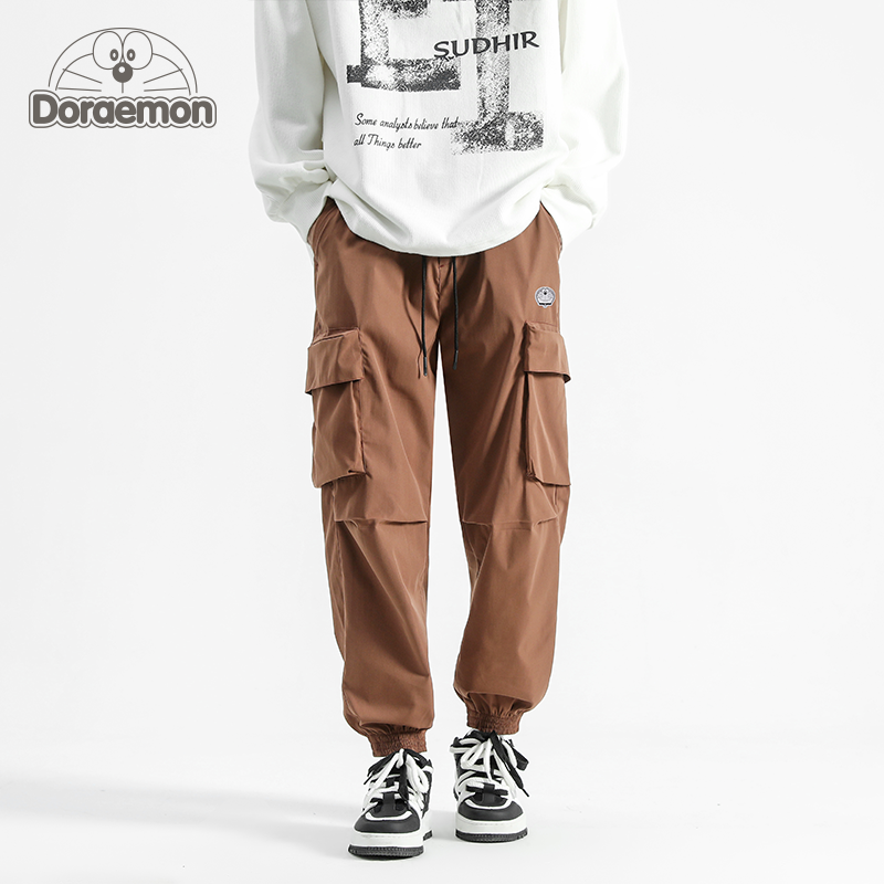 DORAEMON/哆啦A梦美式口袋工装裤男春秋夏季宽松耐磨束脚休闲长裤