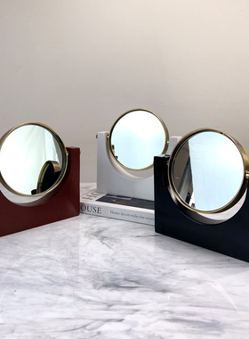 轻奢创意镜子大理石台面摆件北欧