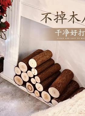 壁炉装饰木头小木桩造景客厅桌面家居摆件木材原木杉木实木柴树桩