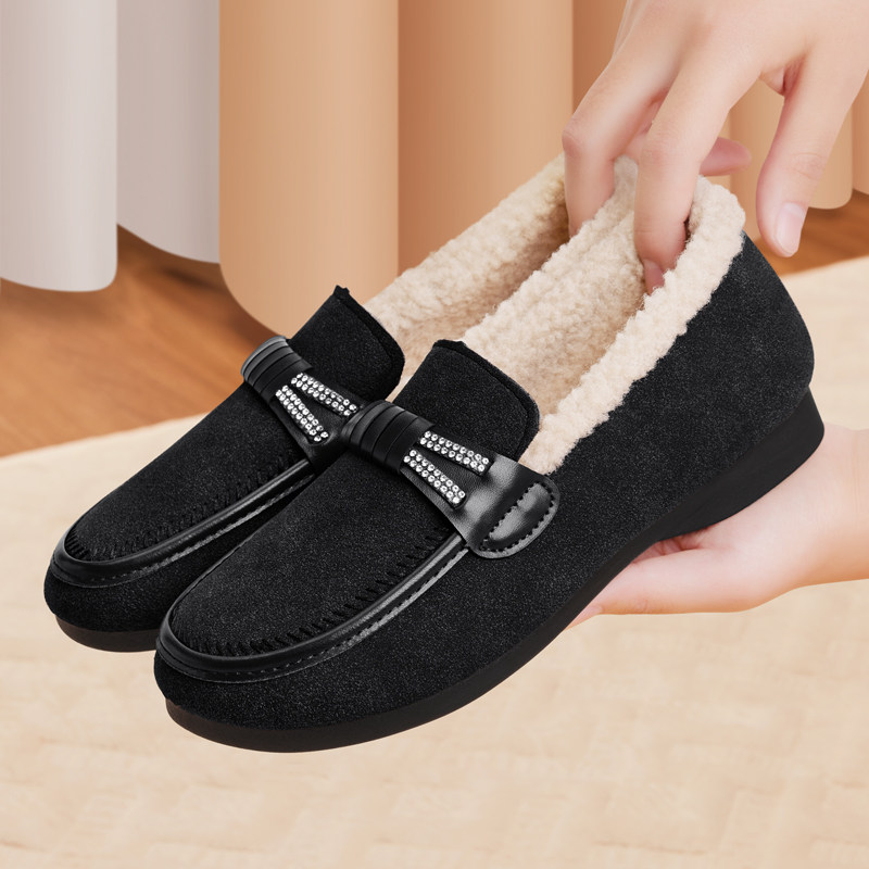 棉鞋女冬加绒2025新款老北京布鞋一脚蹬毛毛鞋保暖平底女式豆豆鞋,淘宝优惠券,粉丝福利购,淘宝优惠卷