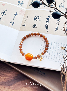 新中式优化黄蜜蜡手串复古国风
