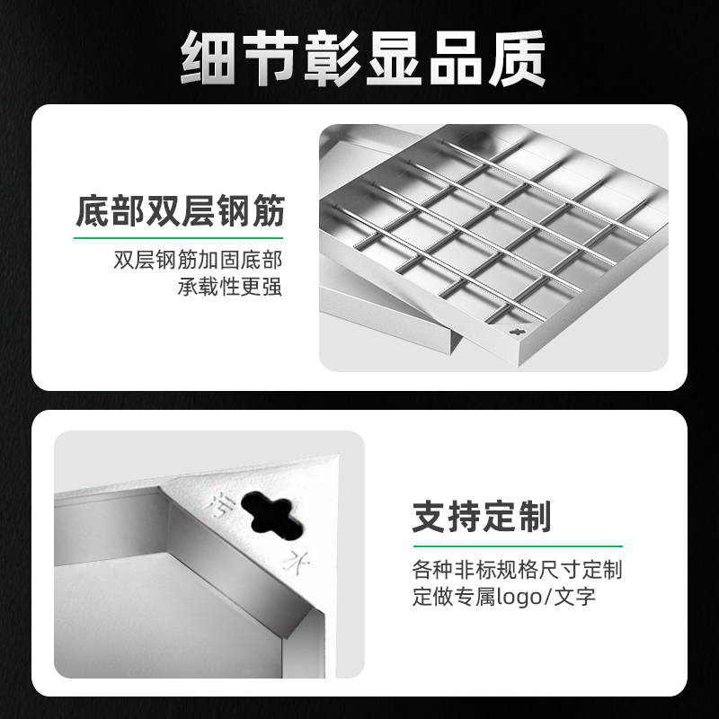 304不锈钢隐形井盖正方形窨井盖下水道盖子不锈钢井盖下沉式盖板 - 图0