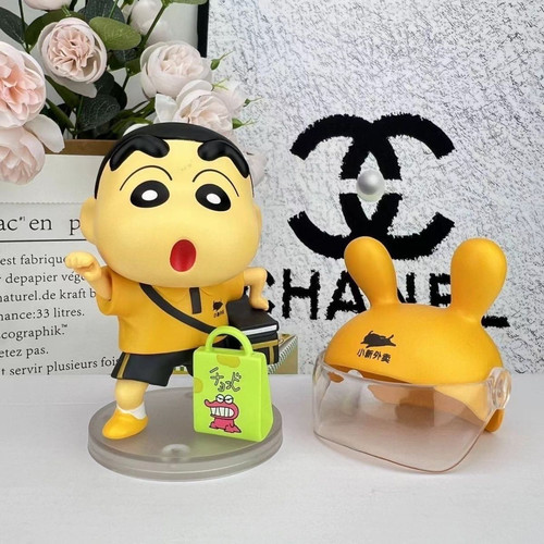 车载可爱蜡笔小新卡通中控台摆件装饰桌面野原新之助模型PVC公仔 - 图0