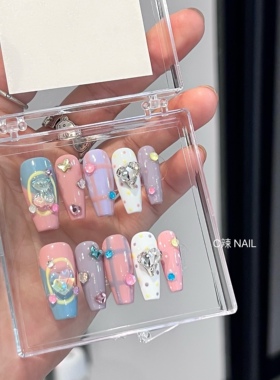 C辣Nail 新款甜妹美心可爱少女心美甲手工穿戴甲成品可拆卸假指甲