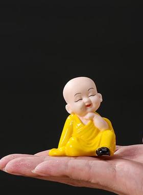 精品陶瓷小和尚人物茶宠可爱小沙弥盆景园艺鱼缸造景家居中式摆件