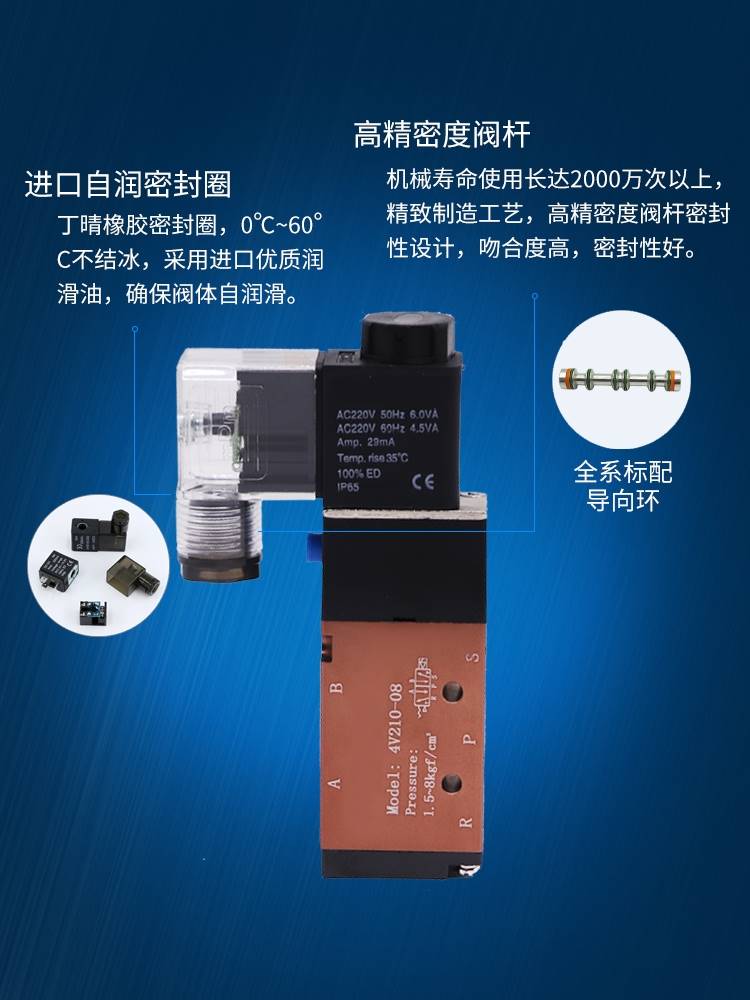 电-磁阀4V31010电磁阀DC2412V AC220V/两 二位五通电磁气动换向阀 - 图2