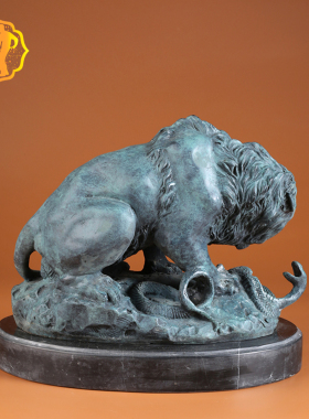 名师作品狮子与蛇欧式铜雕塑家居