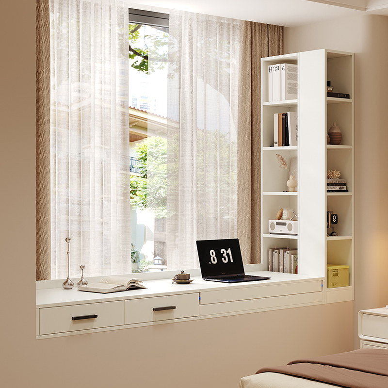 ENF级飘窗柜卧室窗边柜窗台改造柜书桌书柜一体储物收纳柜可定制,淘宝优惠券,粉丝福利购,淘宝优惠卷