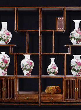 景德镇陶瓷器小花瓶摆件插花新中式家居客厅酒柜装饰品工艺博古架