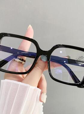 新款小红书跨境网红四方大框防蓝光眼镜女潮可配近视黑色大脸显瘦