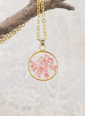 外贸跨境爆款 手工滴胶干花项链天然真花标本吊坠义乌小饰品