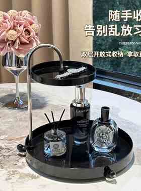 入户门口玄关钥匙摆件收纳盒轻奢托盘装饰桌面杂物鞋柜上置物架