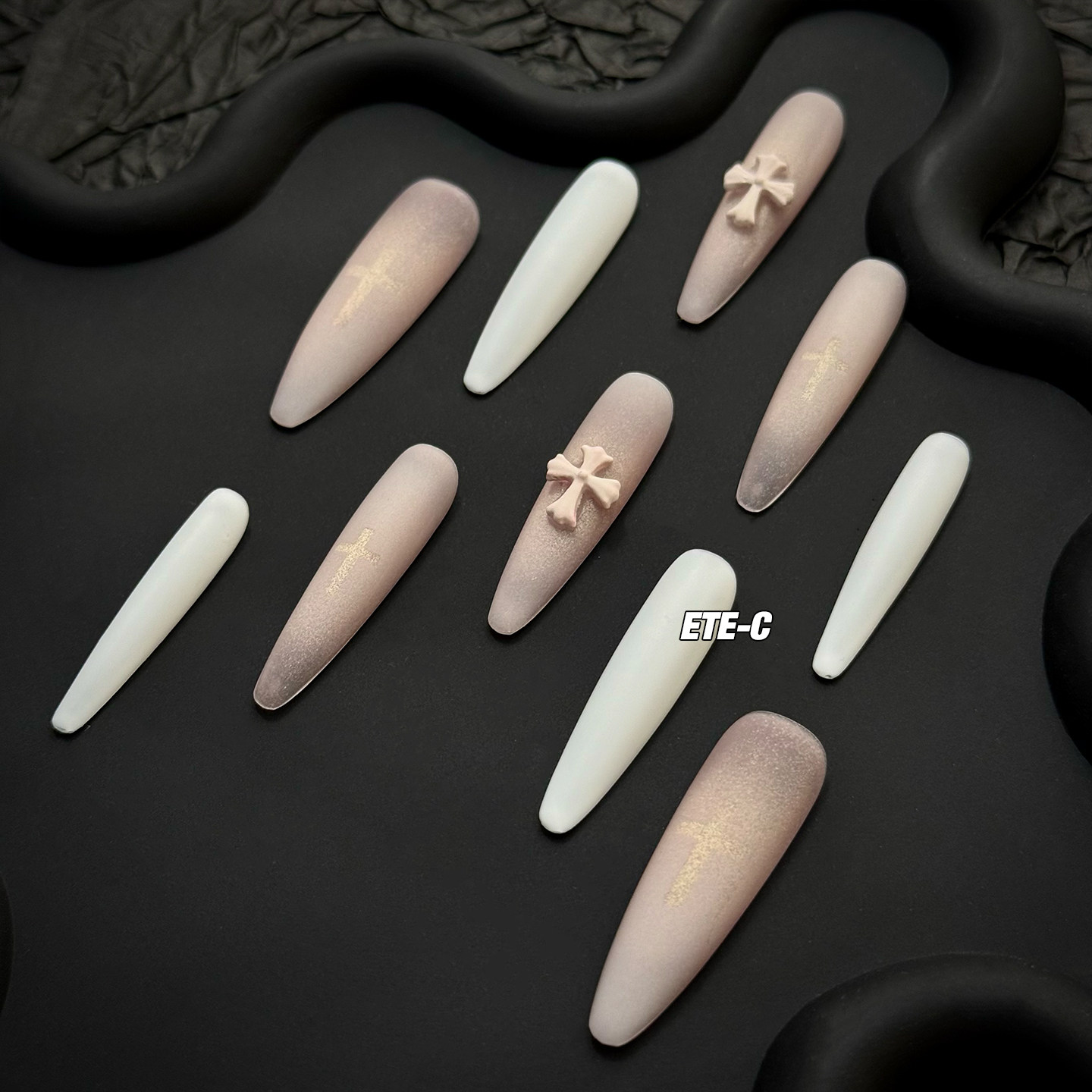 C+修女祷告亚文化新款欧美小众高级重工中长款美甲穿戴甲辣妹手工,淘宝优惠券,粉丝福利购,淘宝优惠卷