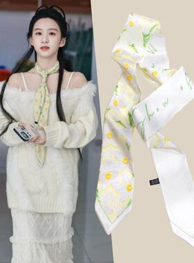 梵高白色鸢尾花油画丝巾女人字纹