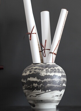 手工陶瓷大花瓶摆件创意客厅餐桌插花电视柜家居干花装饰品