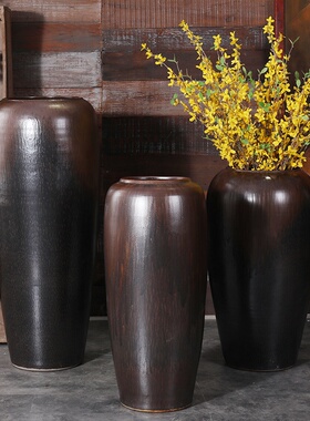 欧式复古创意陶艺陶瓷器落地大花瓶客厅家居软装饰品酒店摆件插花