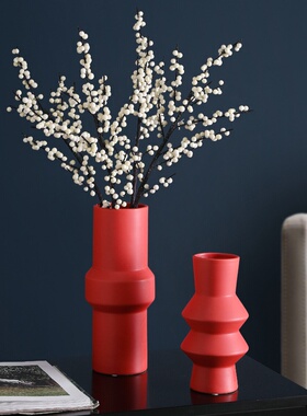 北欧莫兰迪色陶瓷花瓶摆件插花客厅茶几餐桌面家居装饰品创意白瓷