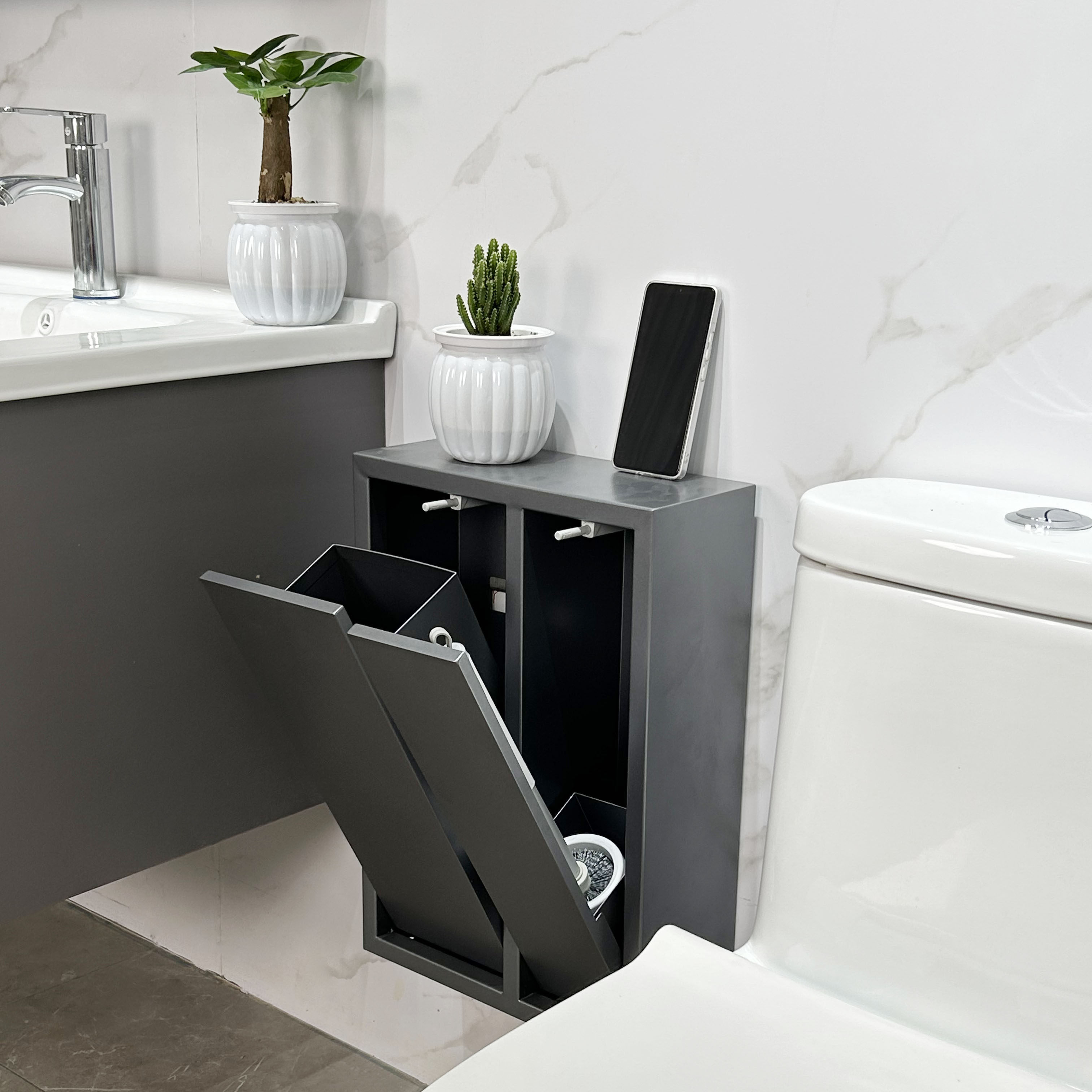 不锈钢壁挂式收纳柜置物架明装厕所卫生间马桶旁垃圾桶纸巾架纸篓,淘宝优惠券,粉丝福利购,淘宝优惠卷