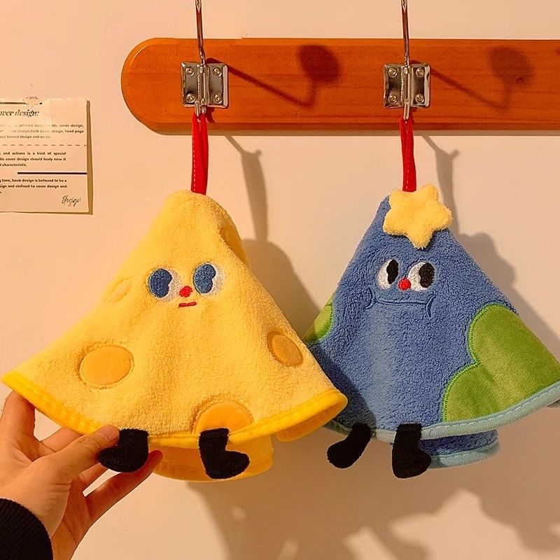 速干加厚吸水卫生间厨房儿童抹布挂式手帕毛巾可爱卡通手巾珊瑚 - 图0