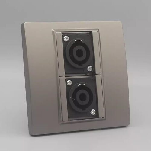 86型多媒体大四芯舞台音响面板欧姆头话筒音箱插座一二位黑色灰色-图1