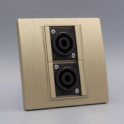 86型多媒体大四芯舞台音响面板欧姆头话筒音箱插座一二位黑色灰色-图2