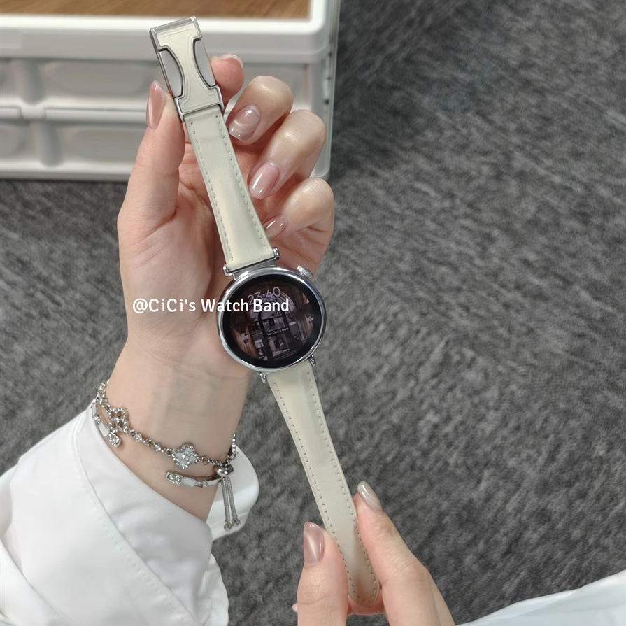 超软头层小牛皮荔枝纹C磁吸扣GT6/5手表GT5pro真皮表带41mm女18mm