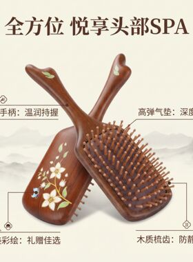 金丝檀木气囊梳彩绘女士