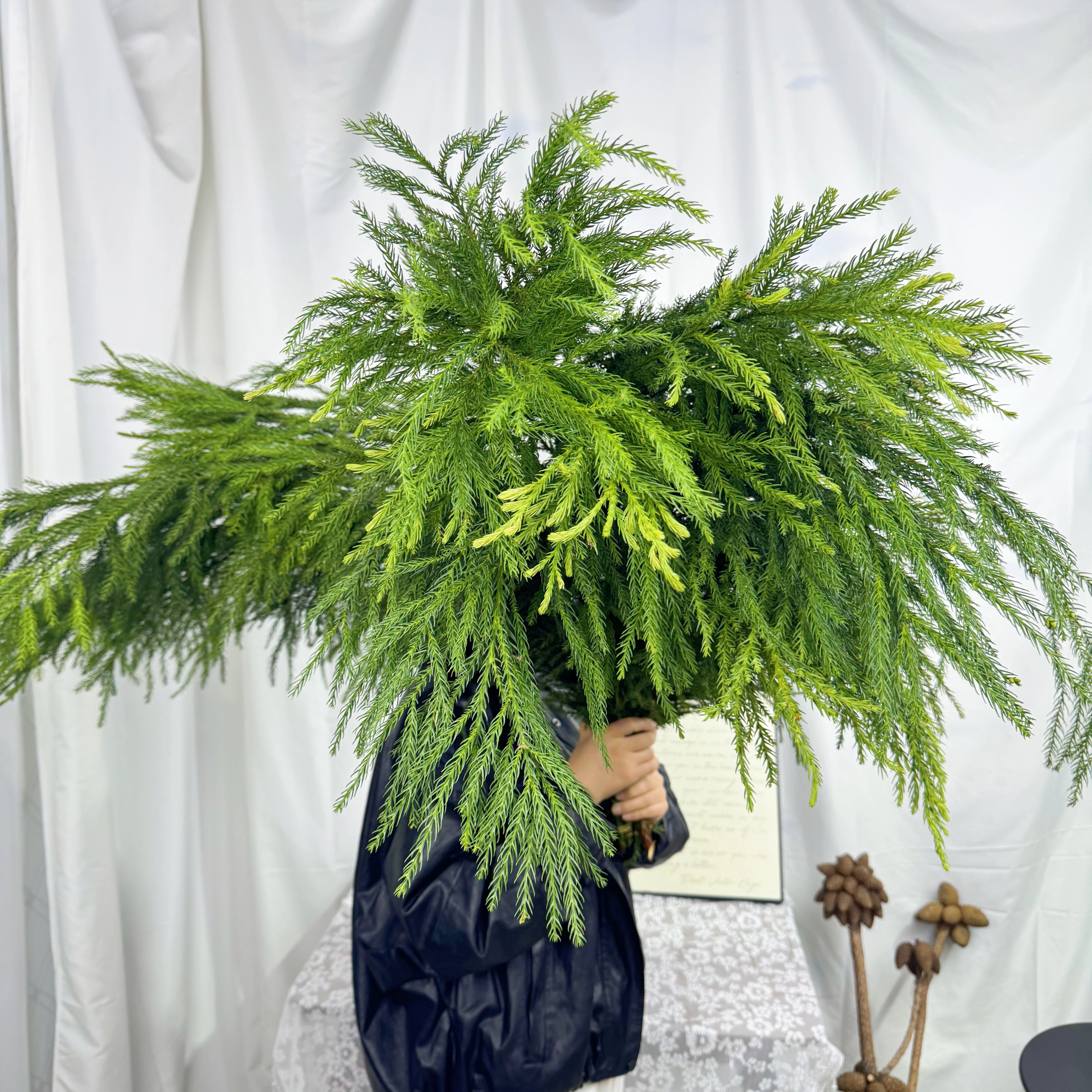 圣诞装饰品天竺少女松枝树配件手工DIY材料包场景布置绿植物摆件 - 图3