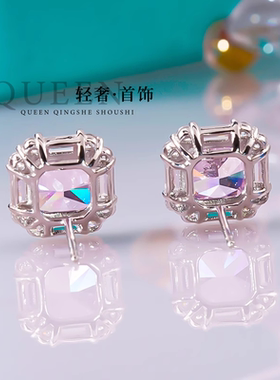 小众立体小方糖公主方耳饰