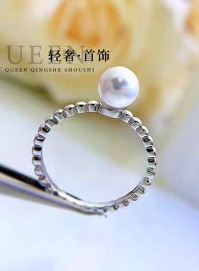 D色莫桑石淡水珍珠戒指