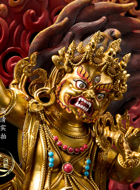 紫金莲尼泊尔工艺藏传密宗车载随身彩绘金色金刚手纯铜手工錾刻