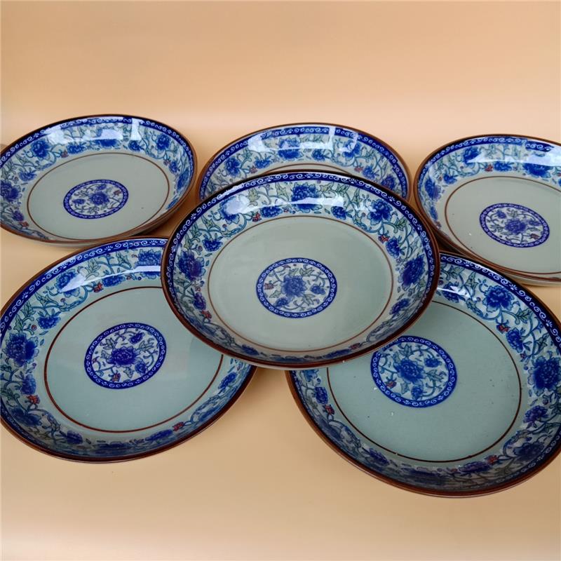 10/5个 经典牡丹瓷盘 7/8/9英寸菜盘 家用 适用微波炉 无铅无镉 - 图0