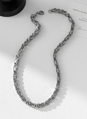 一页出品！简约个性男士项链手工编织古巴四方链平安纹霸气链子