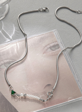 一页出品！韩版时尚冷淡风领结项链百搭女饰品简约气质吊坠锁骨链
