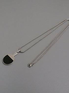 中国乒乓球拍个性嘻哈钛钢项链