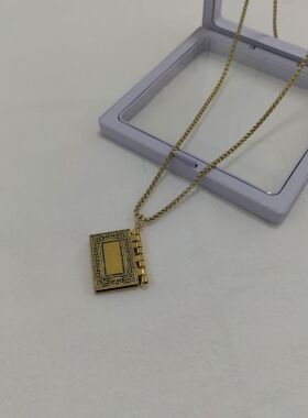 一页出品！复古书本造型项链金色可开合欧美风男女情侣款毛衣链子