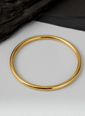 一页出品！国风三生不掉色传承实心镯子素圈百搭简约钛钢手镯女士