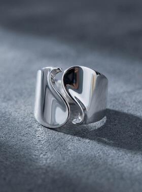 【跨境爆款】ins风液态金属不规则戒指潮流嘻哈冷淡风宽面食指戒