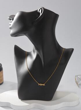 欧美跨境新款母亲节mama金属吊坠项链 休闲精致镶钻耳环送礼专用