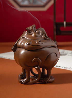 紫铜中式瑞兽香炉摆件家用室内